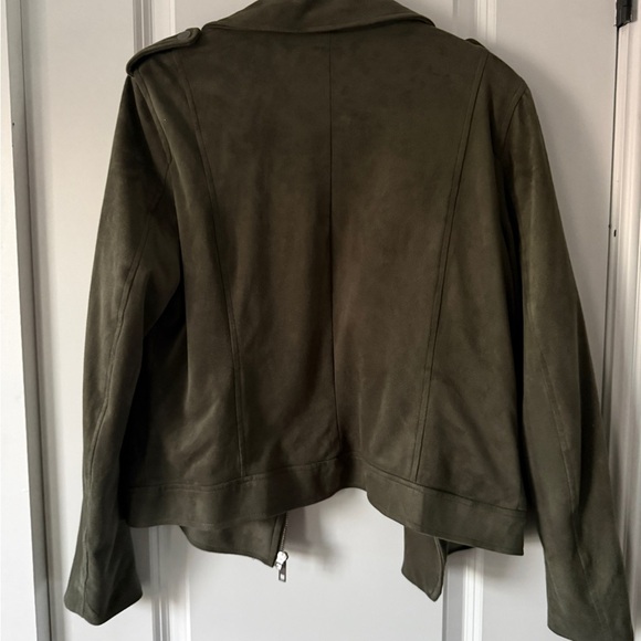 Olive Green Faux Leather Jacket - Picture 6 of 6